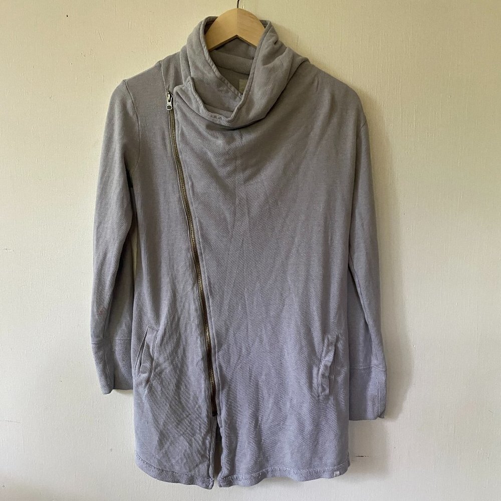 Caslon Tunic Sweatshirt Womens XS Cowl Neck Gray Zip Y2K‎ Grunge Granny Pockets